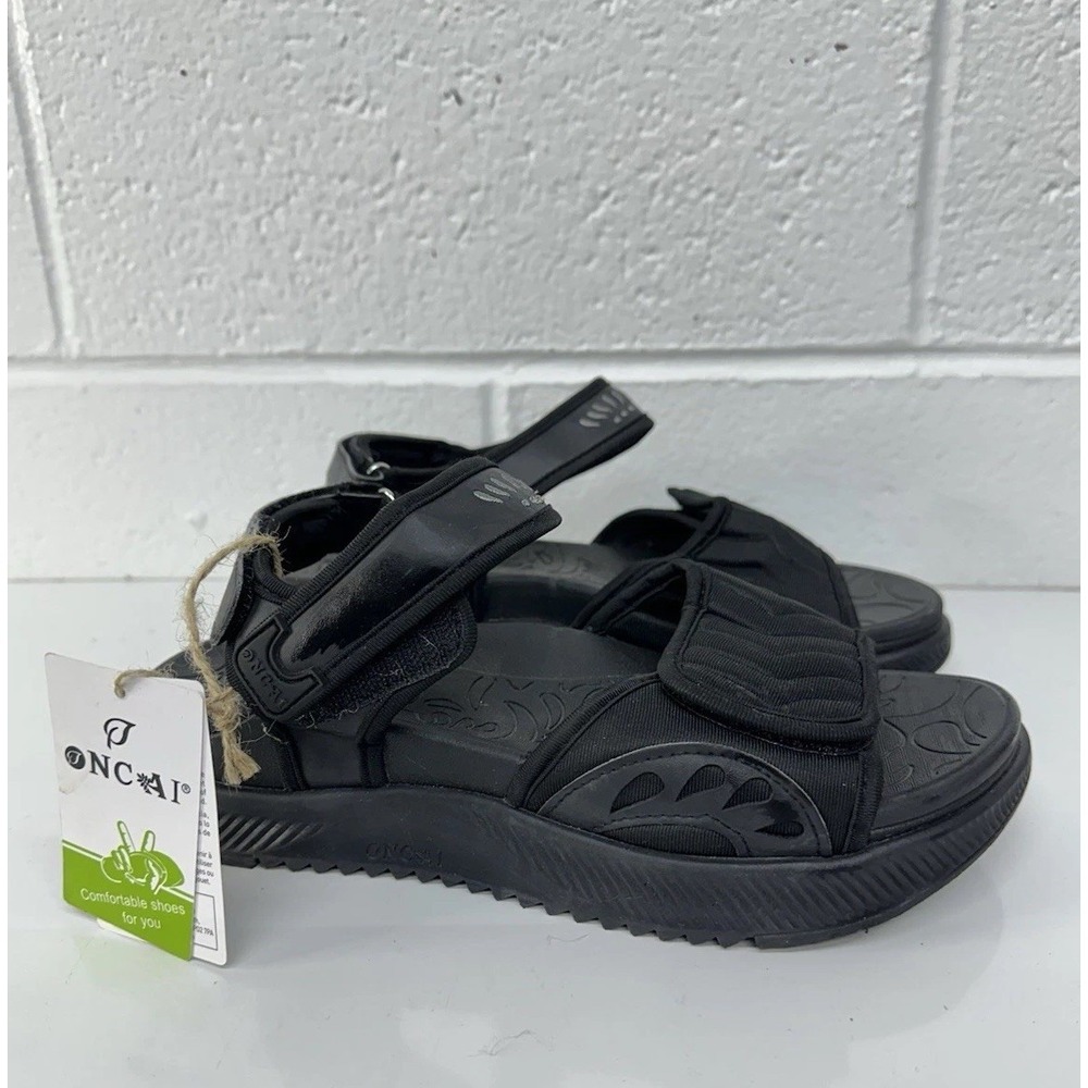 ONCAI Walking Arch Support Orthotic Black Platform Sandals 9 Women